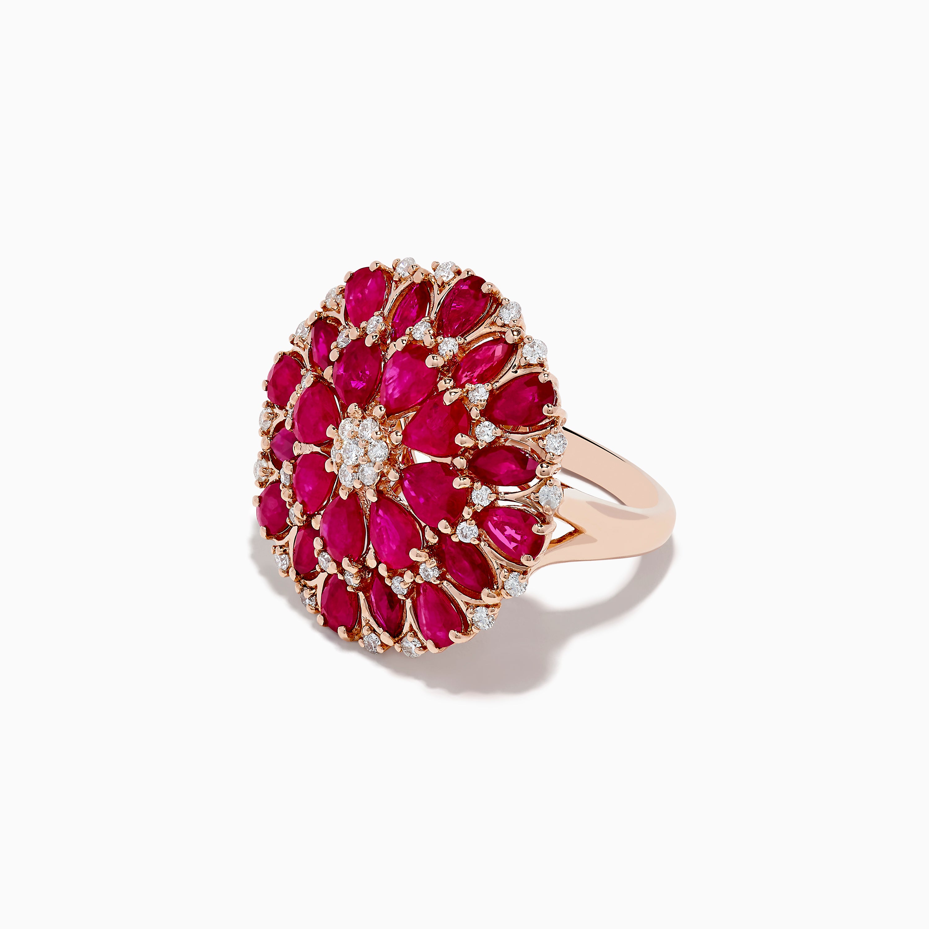 Effy 14K Yellow Gold Ruby and Diamond Flower Ring