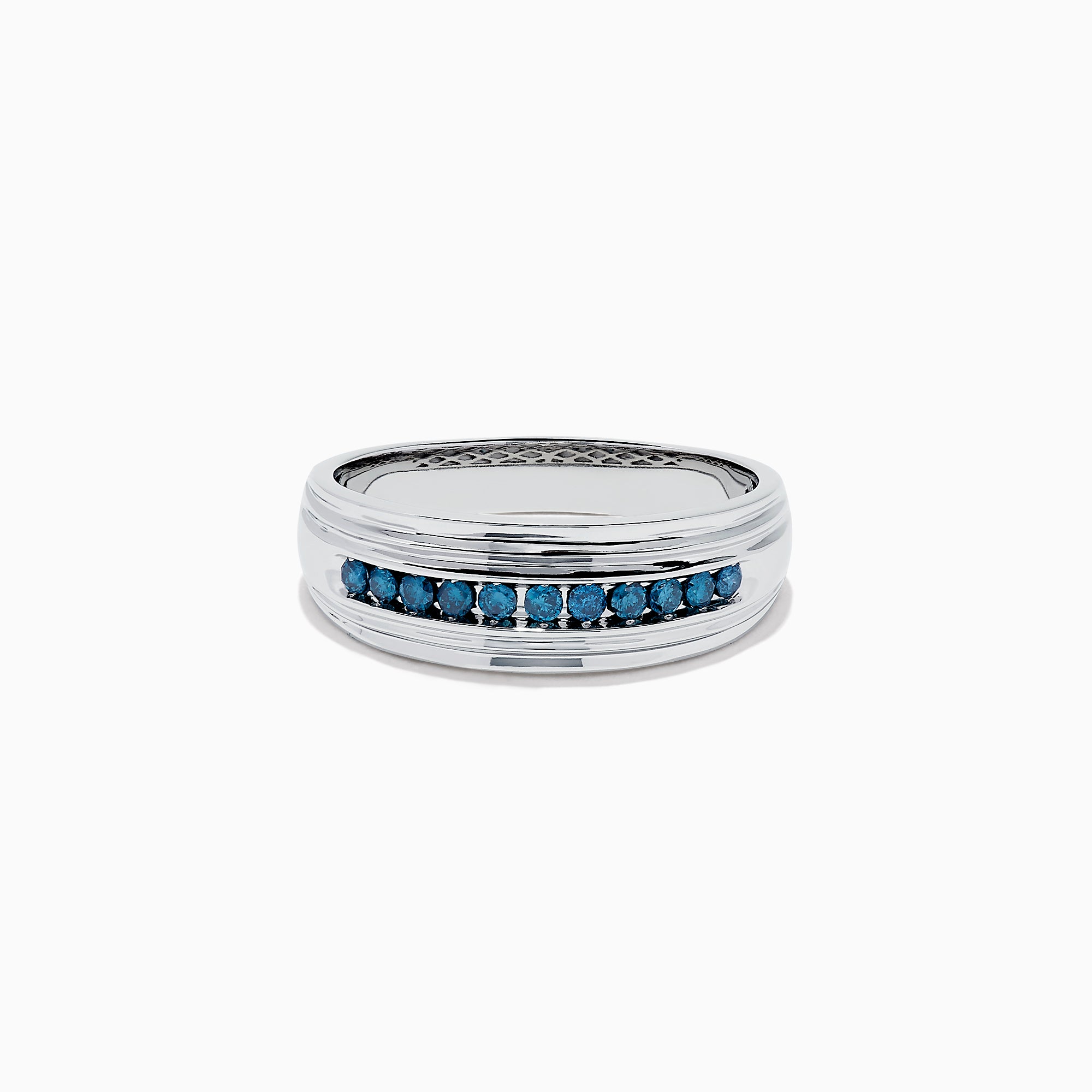 Effy Men's 14K White Gold Blue Diamond Ring, 0.24 TCW