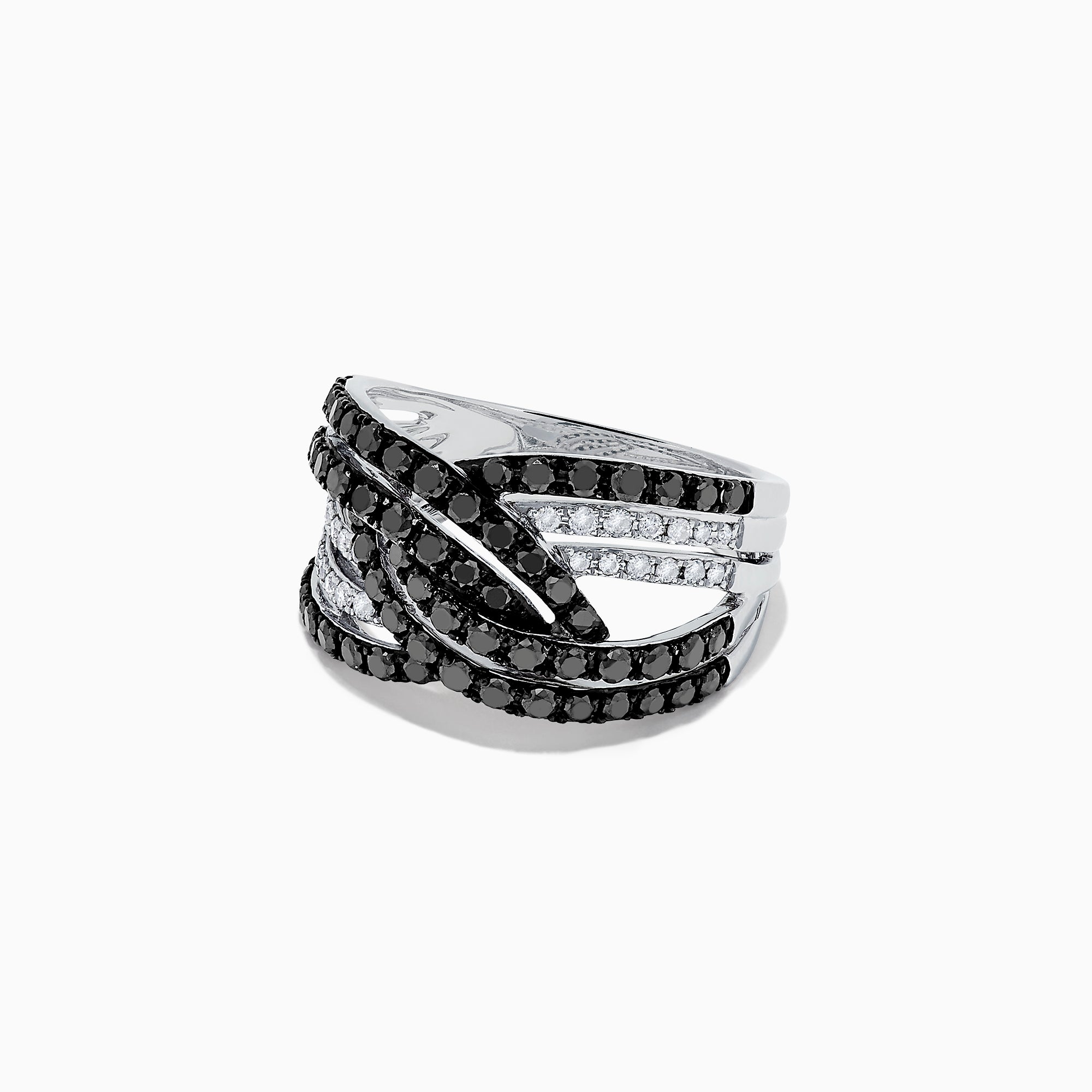 Effy 14K White Gold Black and White Diamond Ring, 1.18 TCW
