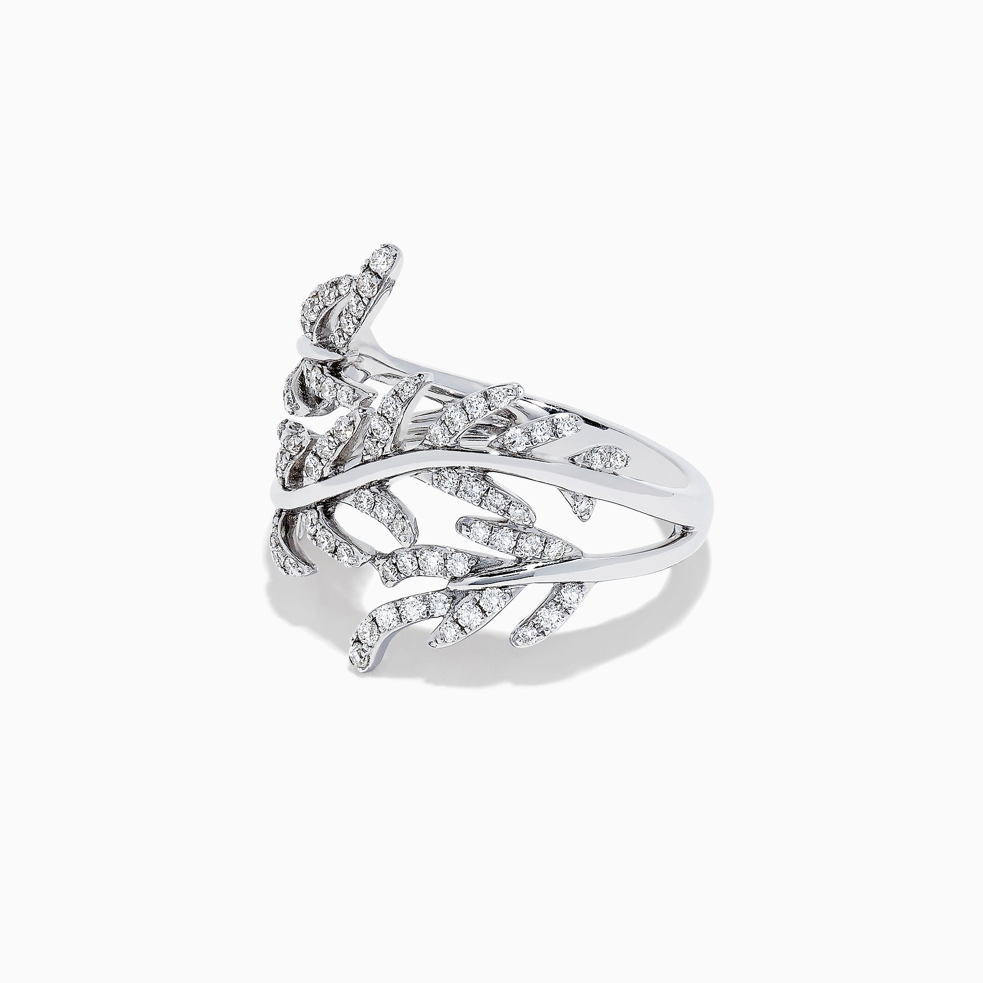 Effy Pave Classica 14K White Gold Diamond Wrapped Leaf Ring, 0.62 TCW
