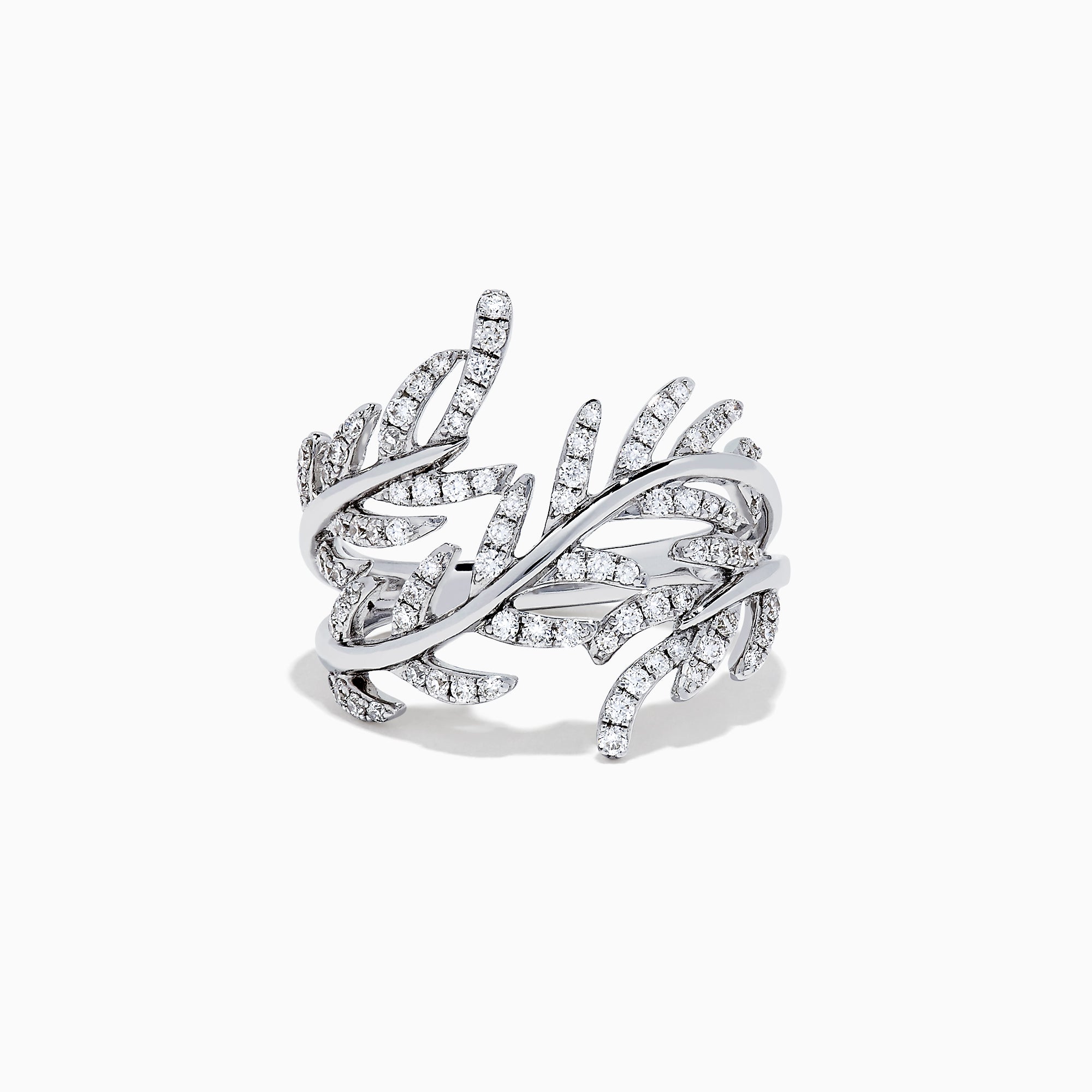 Effy Pave Classica 14K White Gold Diamond Wrapped Leaf Ring, 0.62 TCW