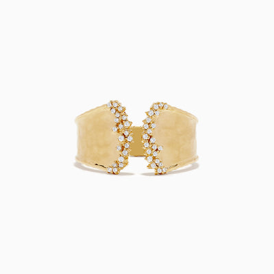 The Doro 14K Yellow Gold Open Shank Diamond Ring features an open shank design with sparkling diamonds totaling 0.17 carats—an elegant piece from Effy D’oro.