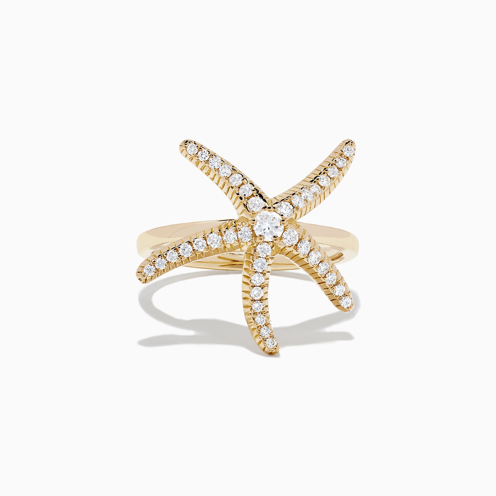 Effy Seaside 14K Yellow Gold Diamond Starfish Ring, 0.37 TCW