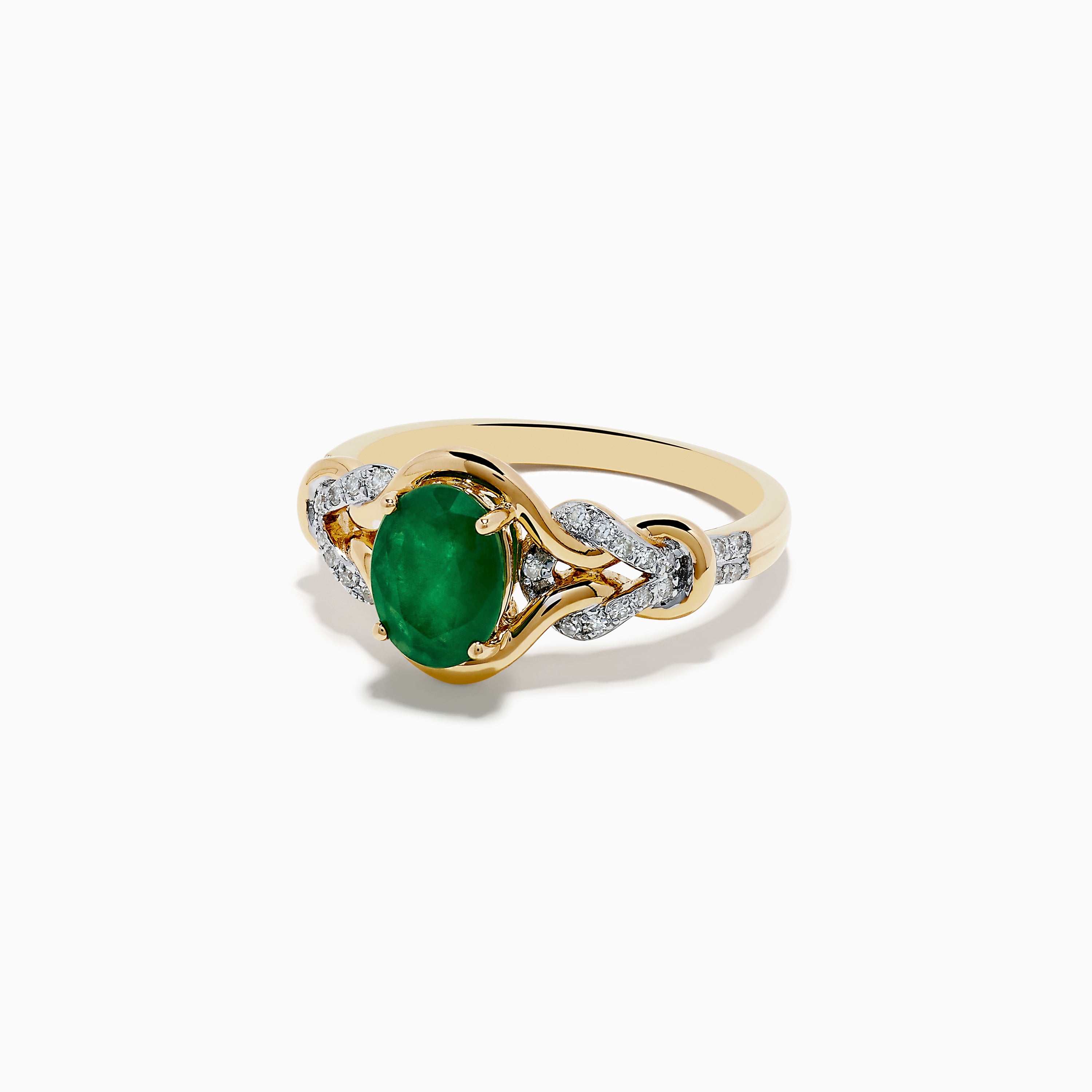 Effy Brasillica 14K Yellow Gold Diamond and Emerald Crossover Band Ring