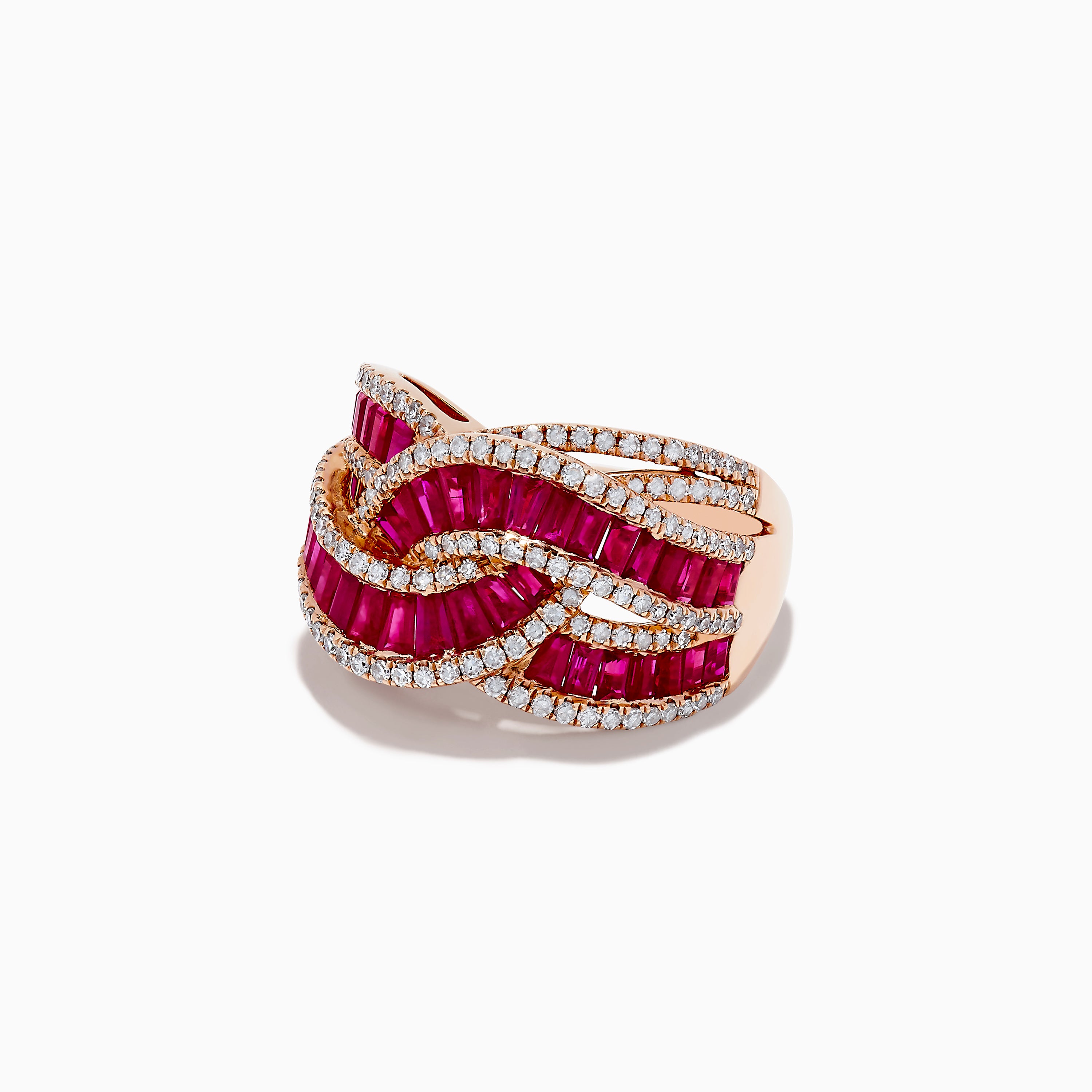 Effy Ruby Royale 14K Rose Gold Ruby and Diamond Crossover Ring
