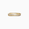 The DOro 14K Yellow Gold Cross Over Diamond Band features a twisted rope design with 0.11 TCW diamonds along one side, displayed on a plain white background.