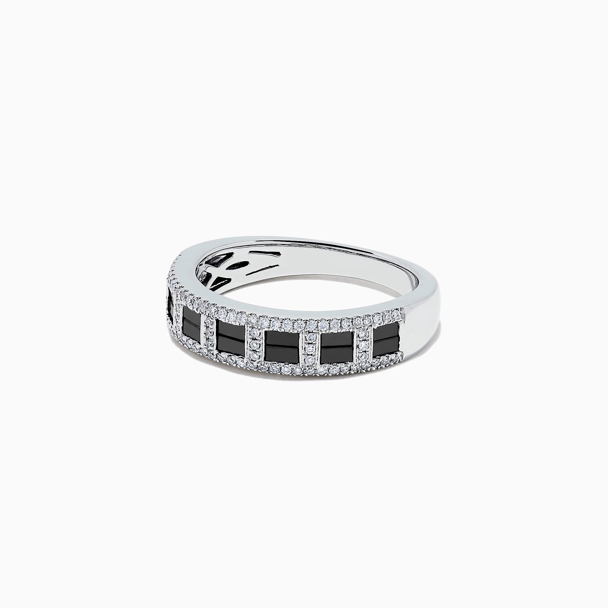Effy 14K White Gold Black and White Diamond Ring, 0.74 TCW