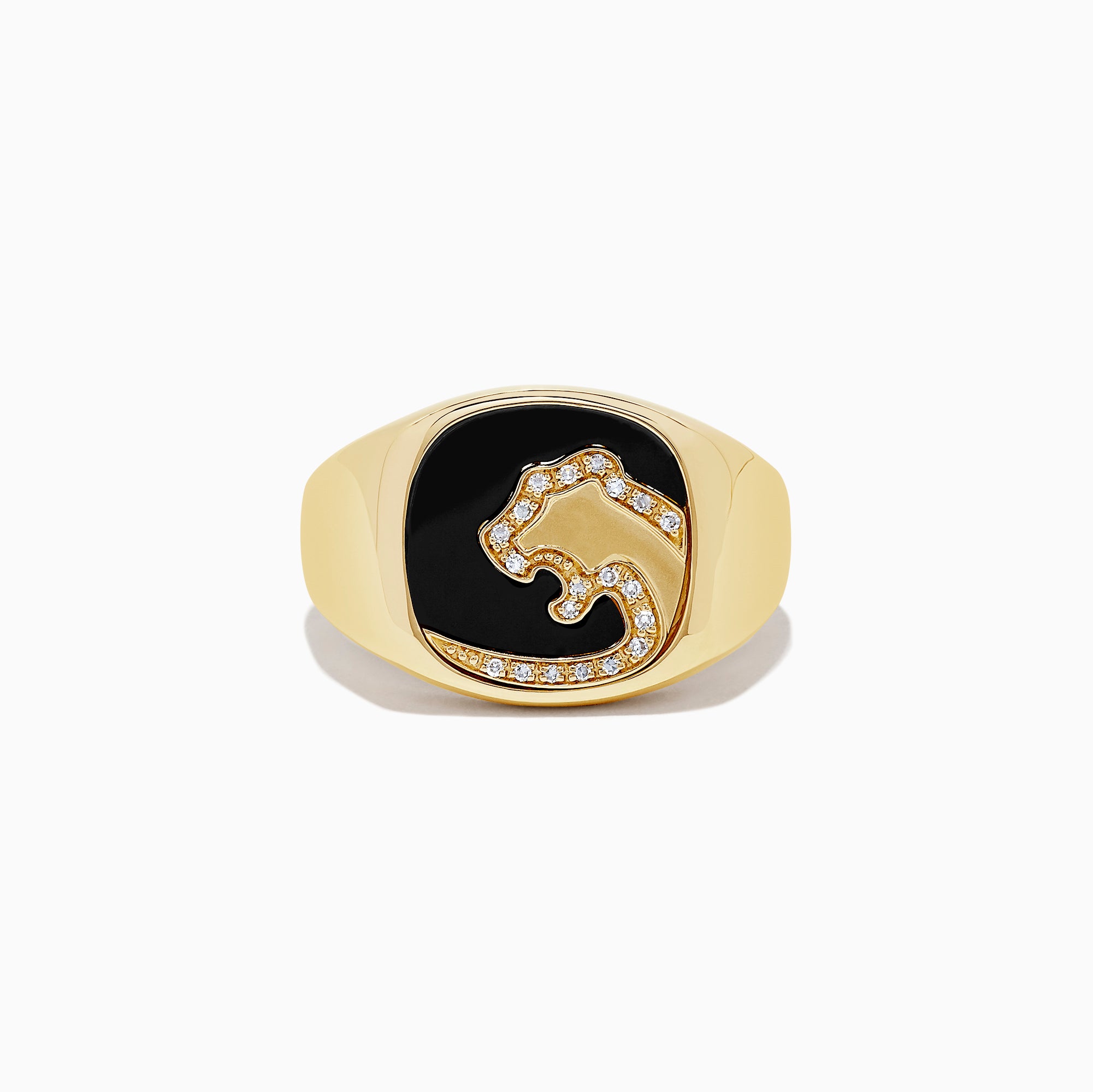 Effy Men's 14K Gold Onyx and Diamond Panther Silhouette Ring, 1.02 TCW