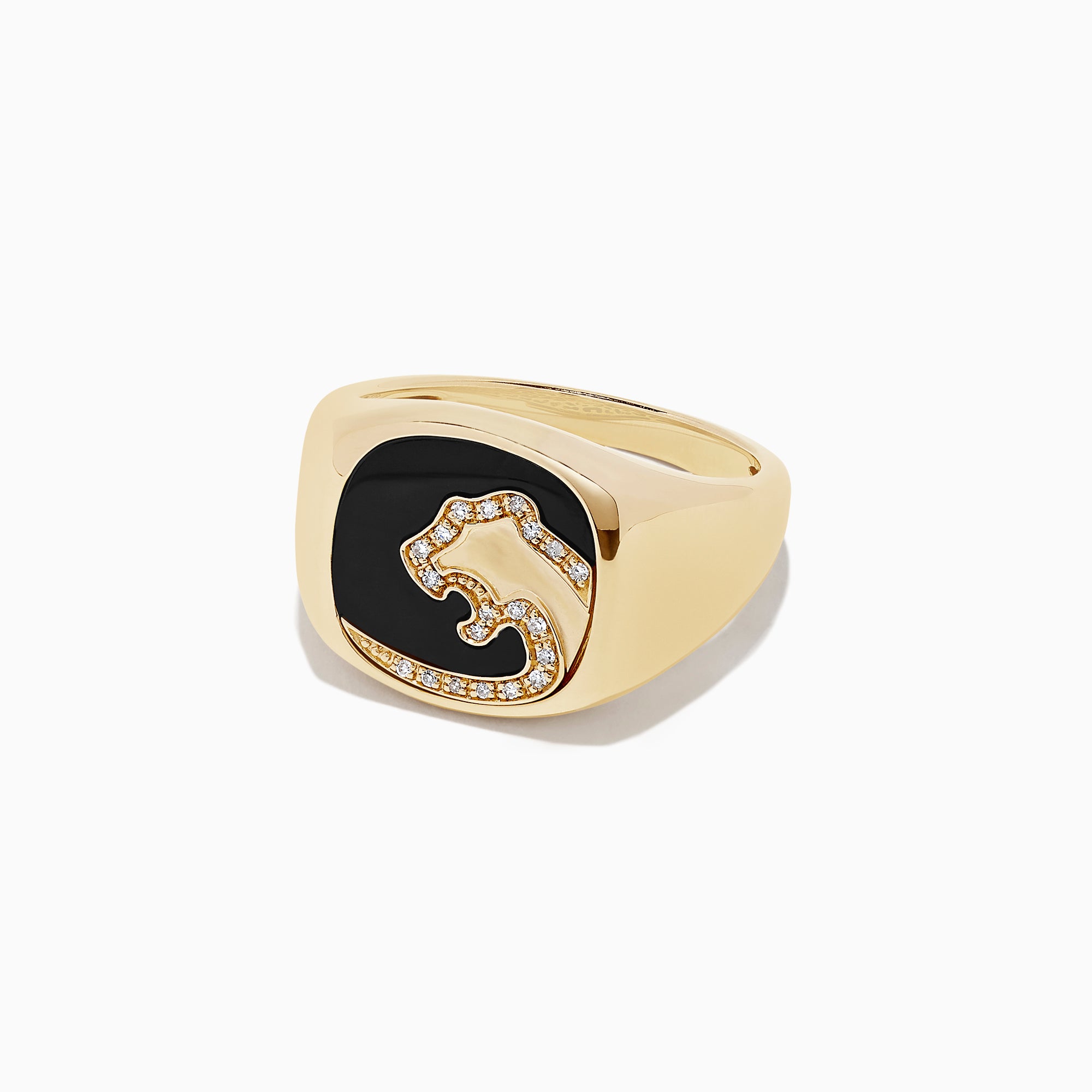 Effy Men's 14K Gold Onyx and Diamond Panther Silhouette Ring, 1.02 TCW