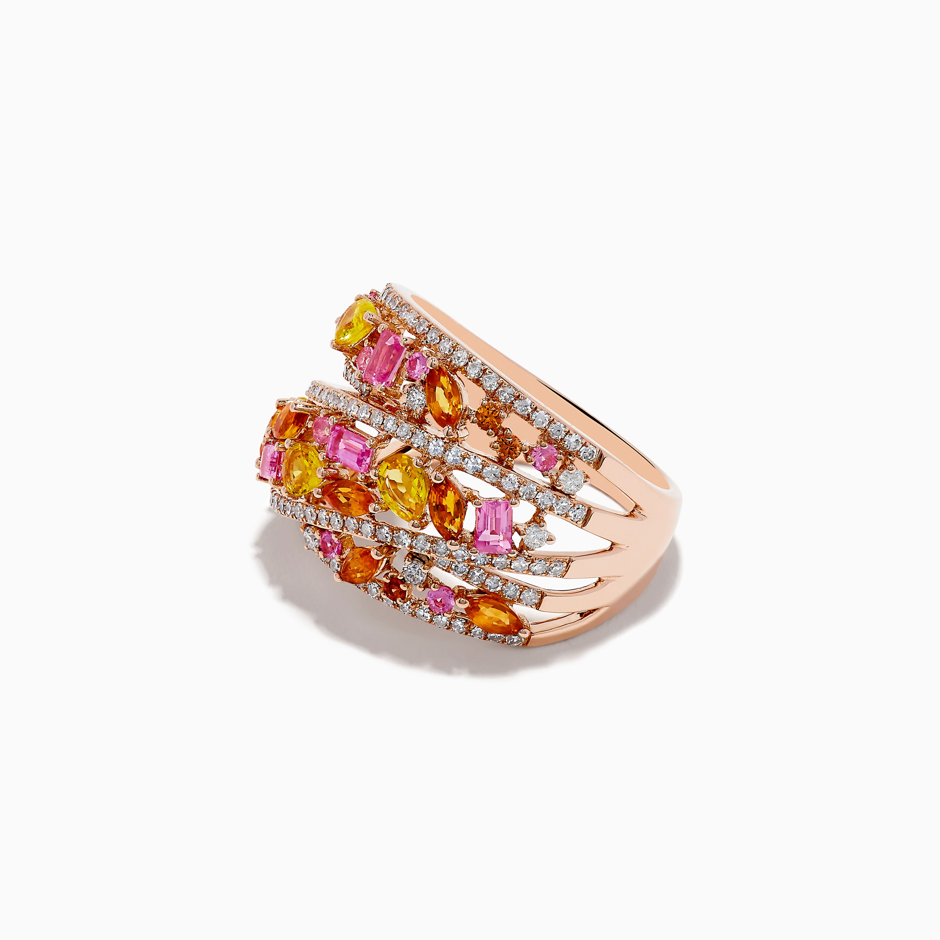 Effy 14K Rose Gold Multi Sapphire and Diamond Crossover Ring