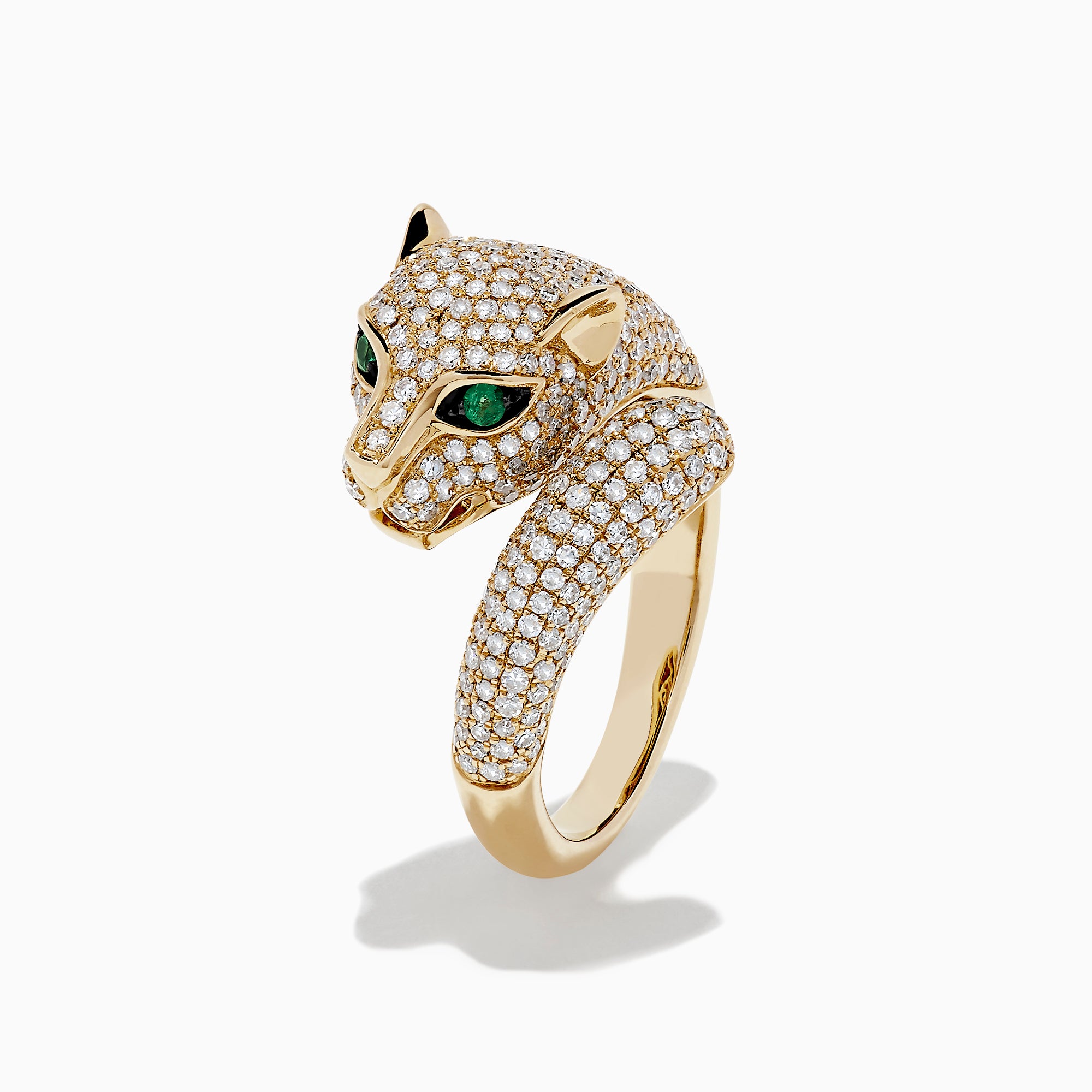 Effy Signature 14K Yellow Gold Diamond and Emerald Panther Ring, 1.43 TCW
