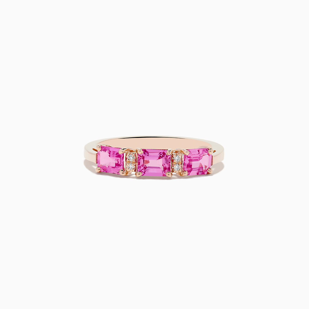 Effy 14K Rose Gold Pink Sapphire and Diamond Band Ring