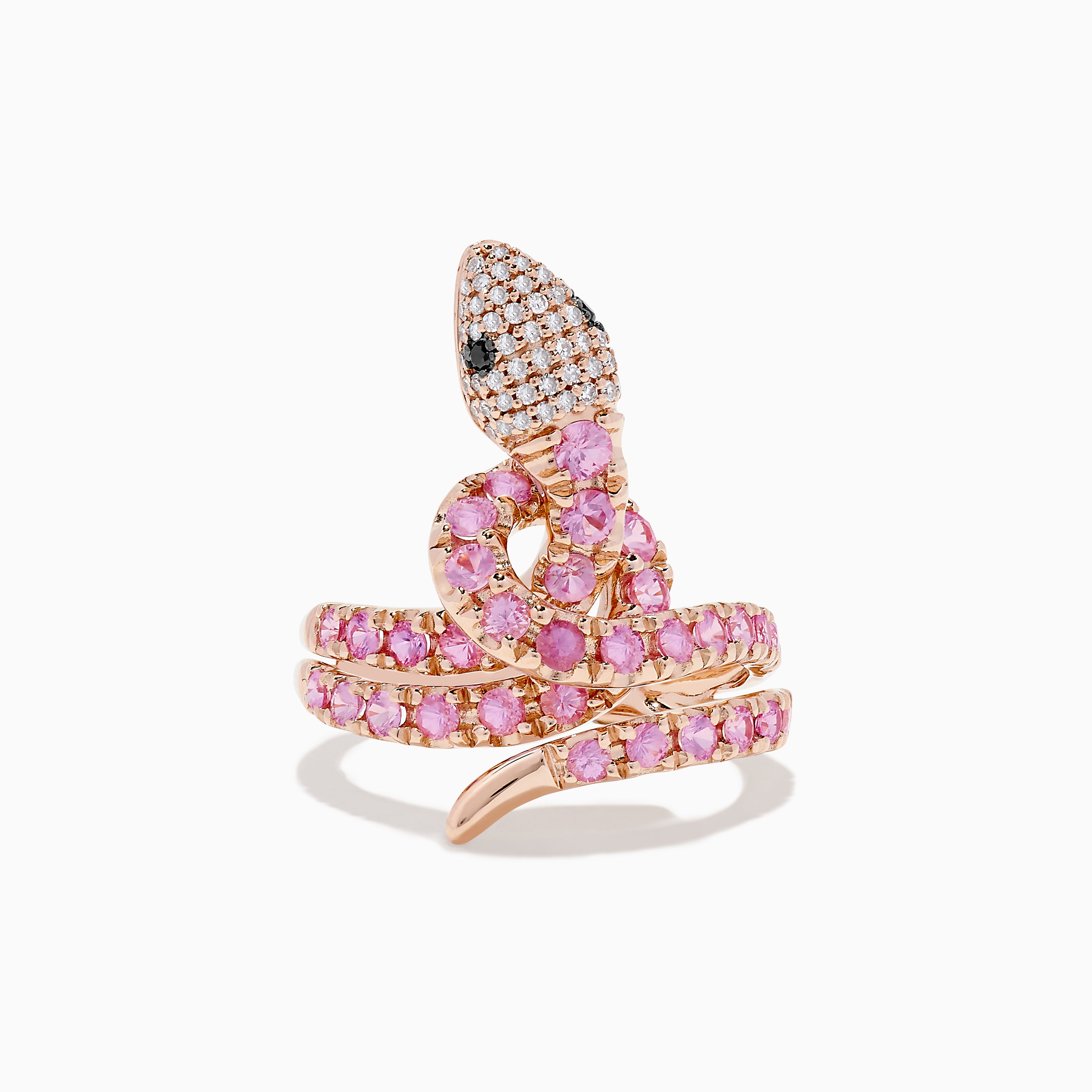 Effy Safari 14K Rose Gold Pink Sapphire and Diamond Snake Ring