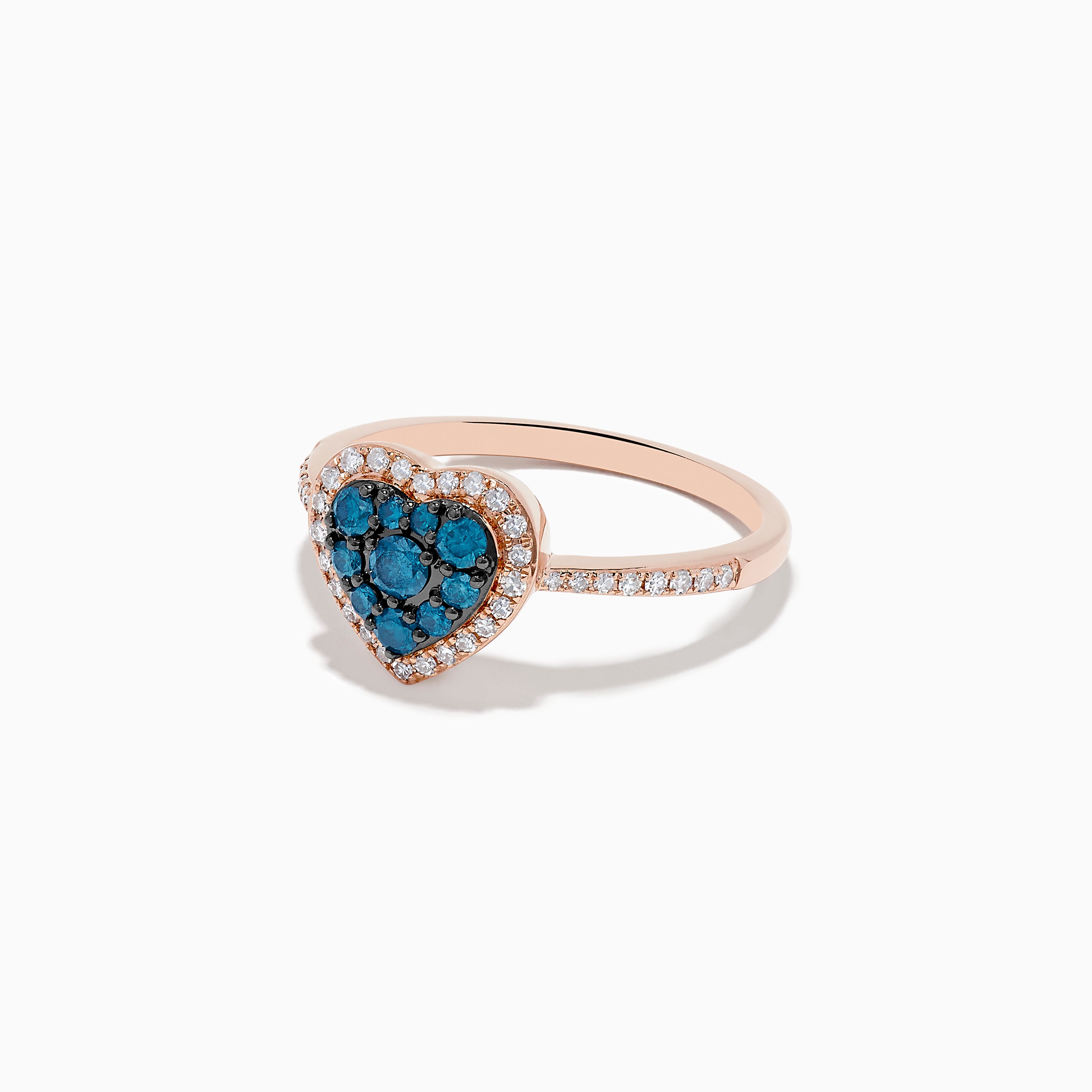 Effy Bella Bleu 14K Rose Gold Blue and White Diamond Heart Ring