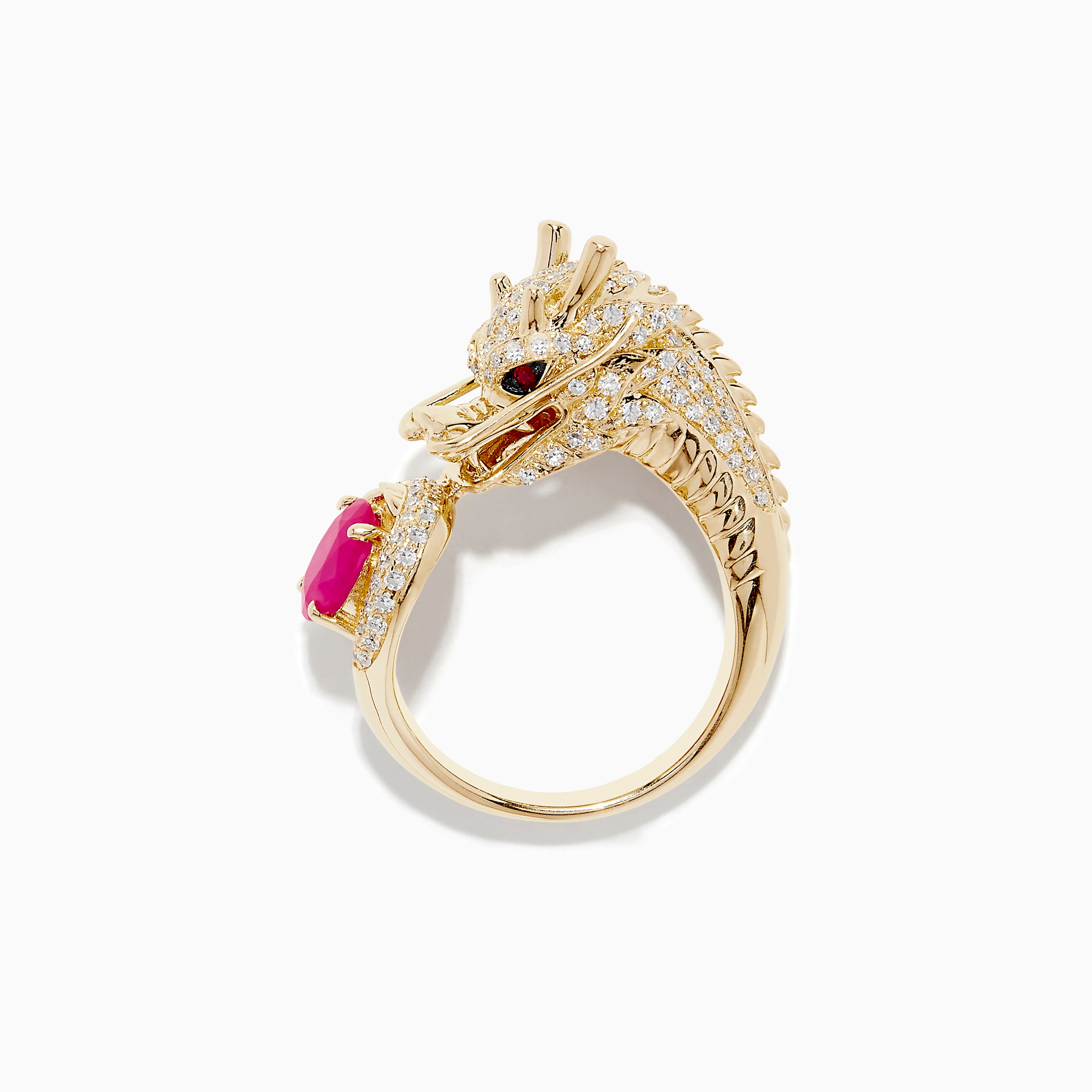 Effy Safari 14K Yellow Gold Ruby and Diamond Dragon Ring