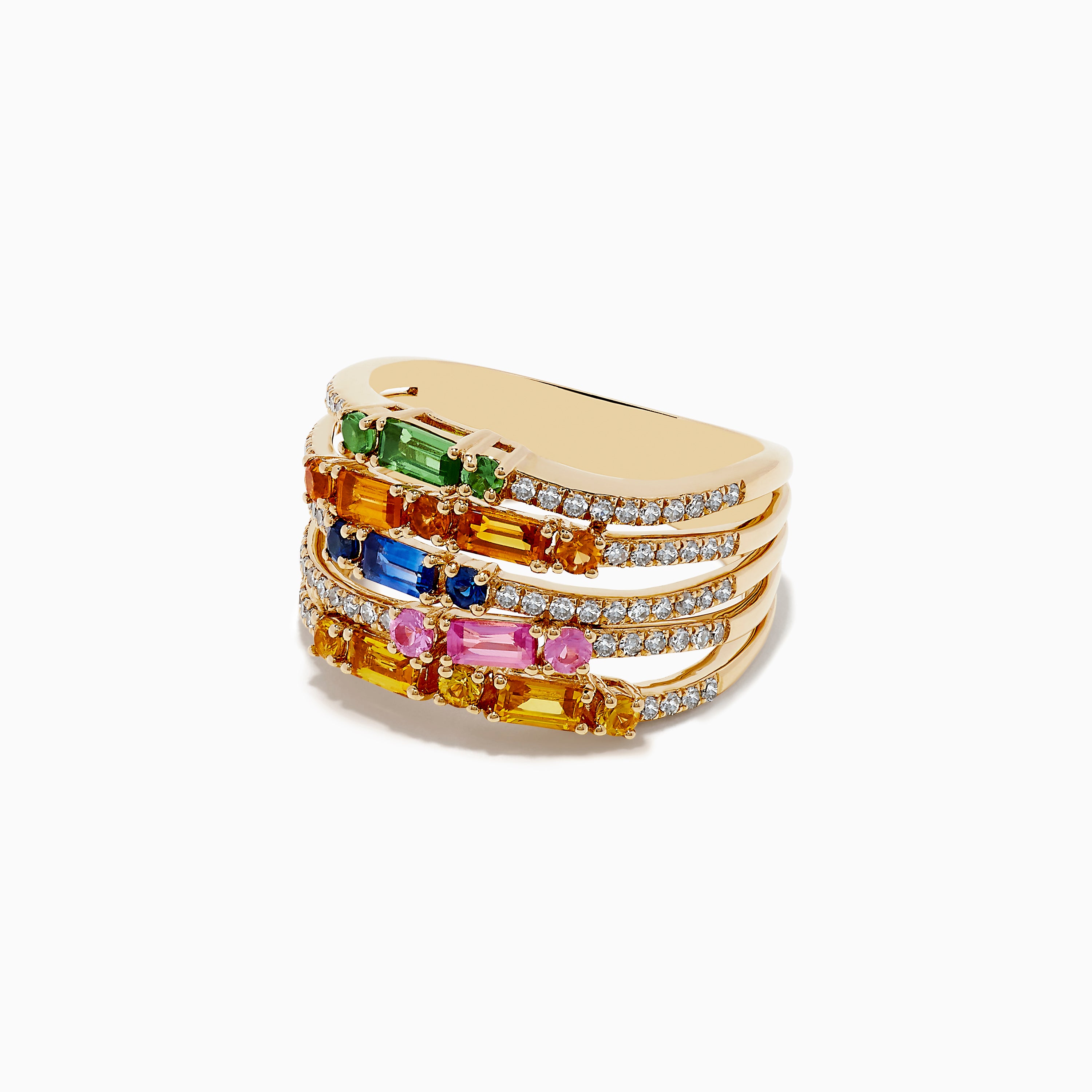 Effy Watercolors 14K Yellow Gold Multi Sapphire Crossover Ring