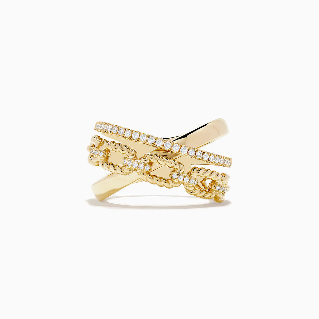 Effy D'oro 14K Yellow Gold Diamond Crossover Ring | effyjewelry.com