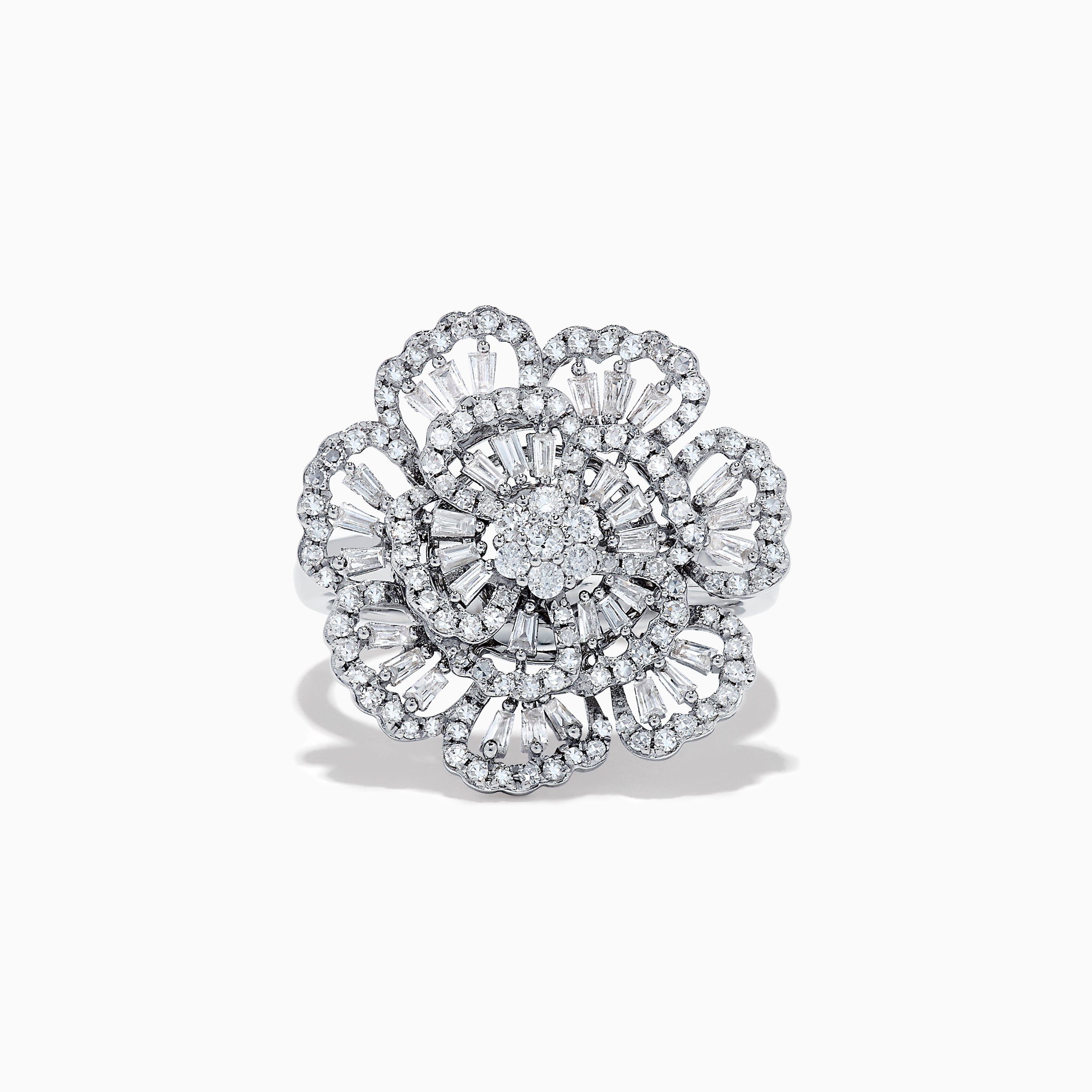 Effy Pave Classica 14K White Gold Diamond Flower Ring