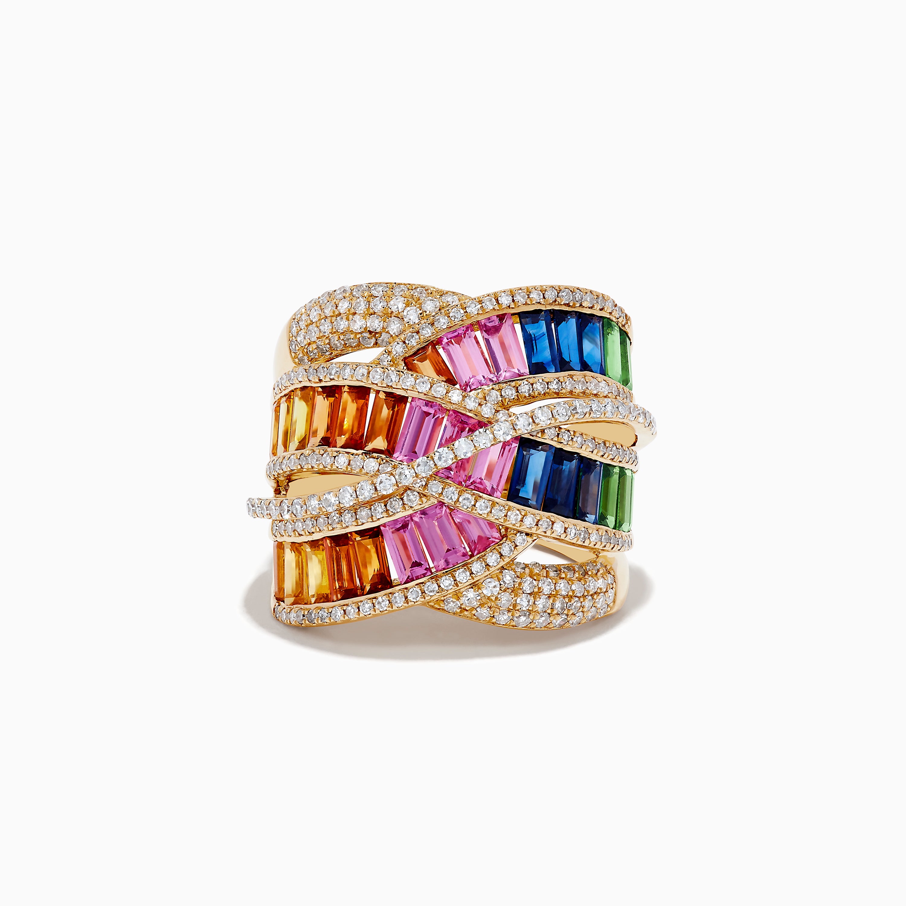 Effy Watercolors 14K Gold Multi Sapphire & Diamond Crossover Ring ...