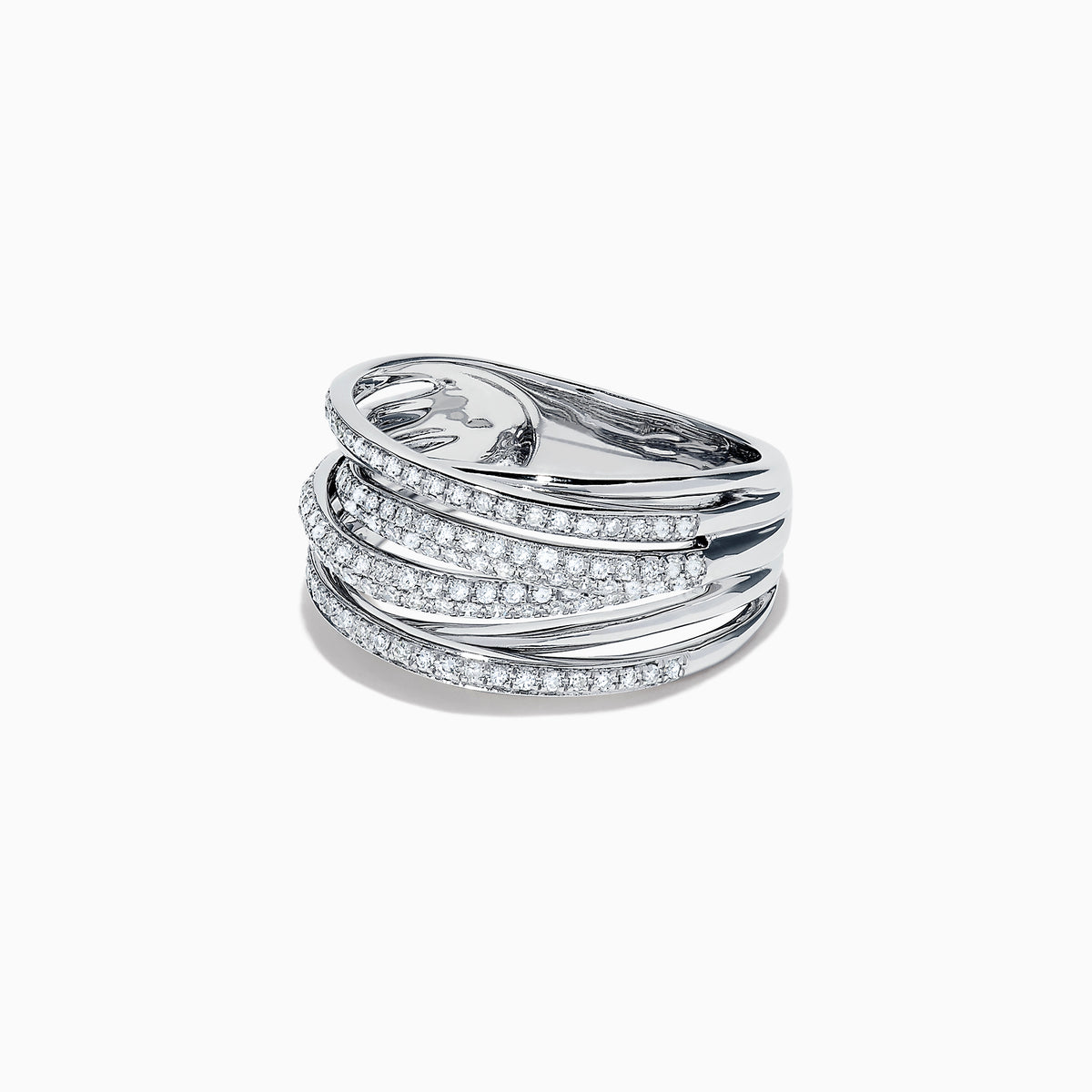 The Pave Classica 14K White Gold Diamond Crossover Ring, 0.54 TCW, features multiple overlapping diamond-encrusted rows for a sparkling layered effect in classic white gold.