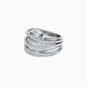 The Pave Classica 14K White Gold Diamond Crossover Ring, 0.54 TCW, features multiple overlapping diamond-encrusted rows for a sparkling layered effect in classic white gold.