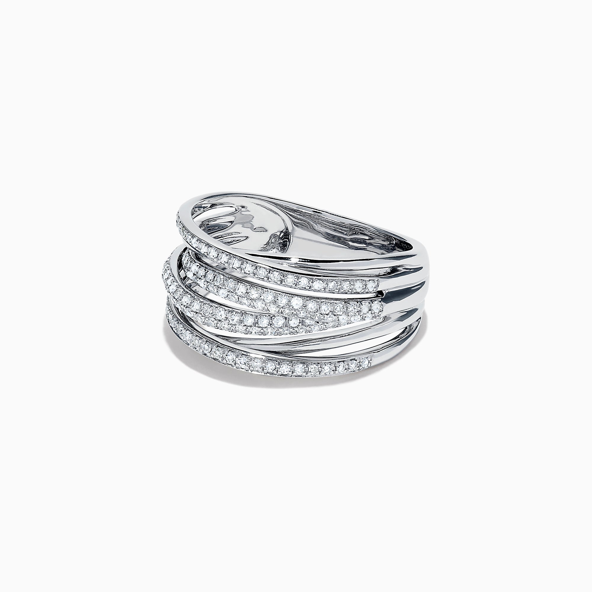 The Pave Classica 14K White Gold Diamond Crossover Ring, 0.54 TCW, features multiple overlapping diamond-encrusted rows for a sparkling layered effect in classic white gold.