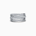 The Pave Classica 14K White Gold Diamond Crossover Ring, 0.54 TCW, features multiple overlapping diamond-encrusted rows for a sparkling layered effect in classic white gold.