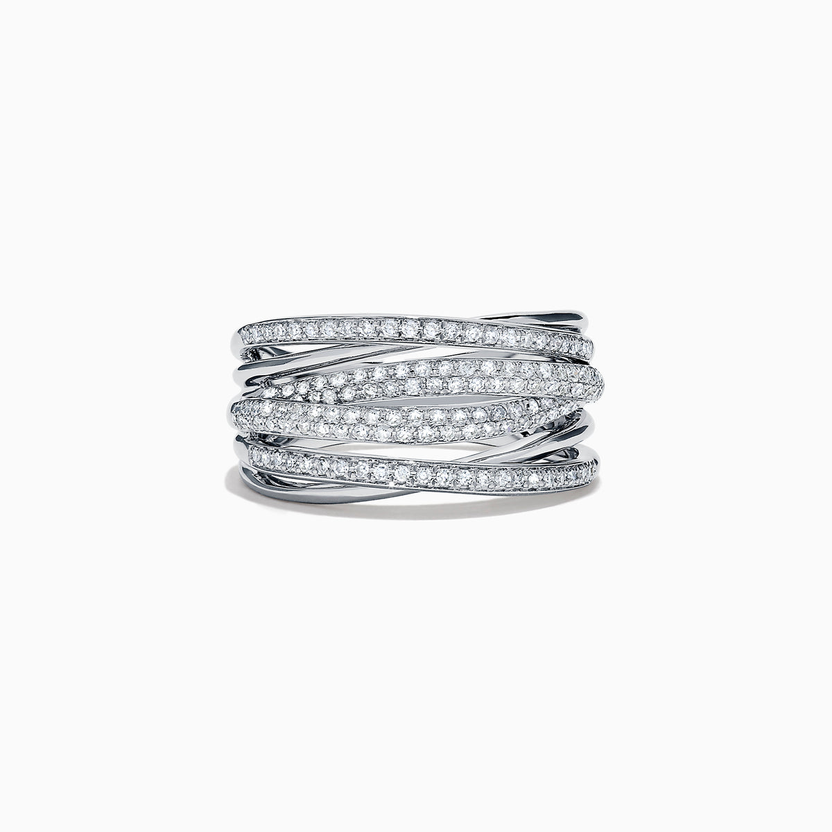 The Pave Classica 14K White Gold Diamond Crossover Ring, 0.54 TCW, features multiple overlapping diamond-encrusted rows for a sparkling layered effect in classic white gold.