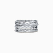 The Pave Classica 14K White Gold Diamond Crossover Ring, 0.54 TCW, features multiple overlapping diamond-encrusted rows for a sparkling layered effect in classic white gold.