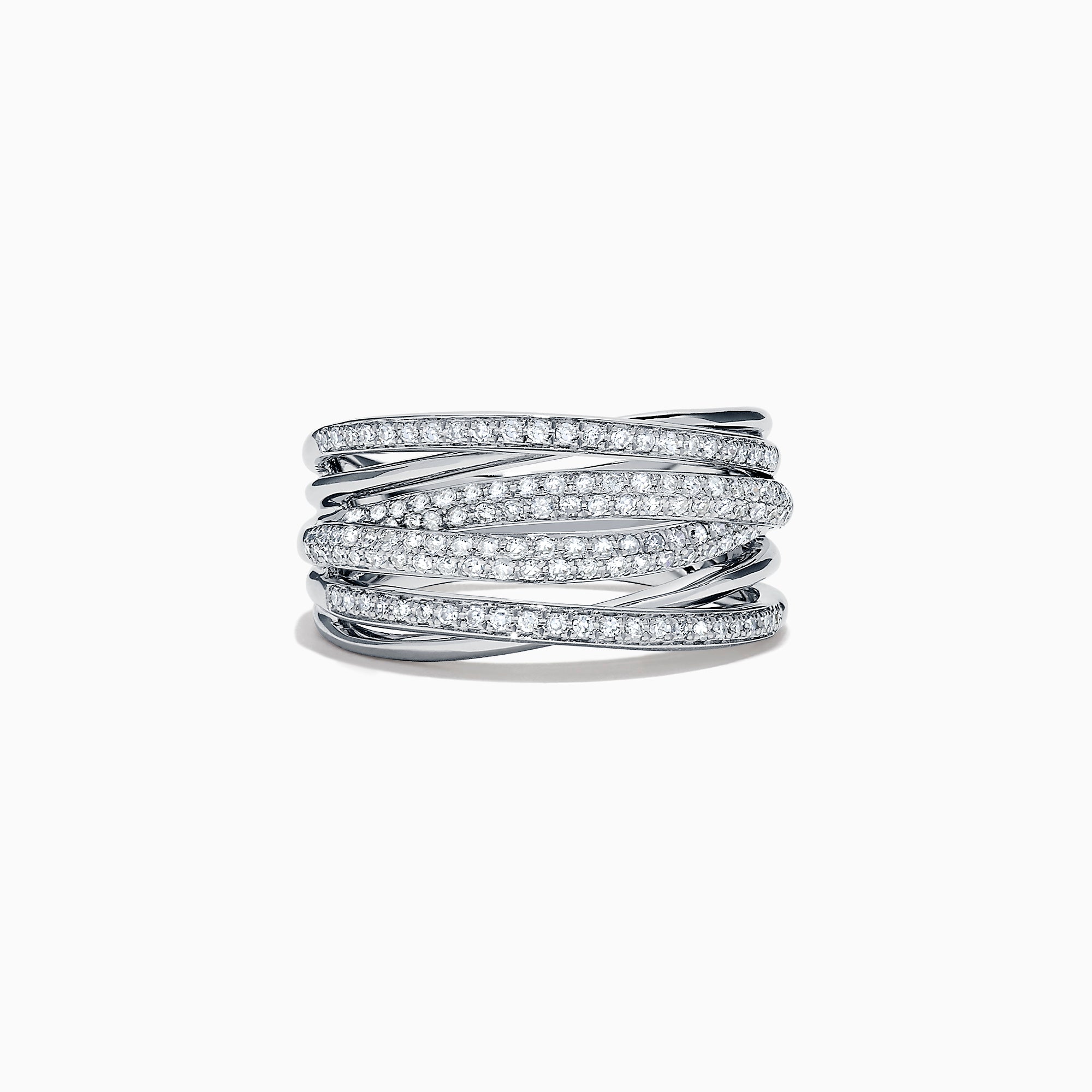 The Pave Classica 14K White Gold Diamond Crossover Ring, 0.54 TCW, features multiple overlapping diamond-encrusted rows for a sparkling layered effect in classic white gold.