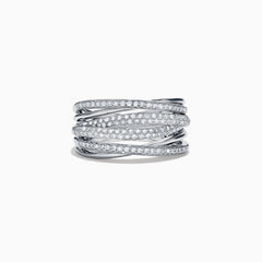 The Pave Classica 14K White Gold Diamond Crossover Ring, 0.54 TCW, features multiple overlapping diamond-encrusted rows for a sparkling layered effect in classic white gold.