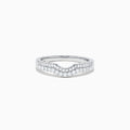 The Pave Classica 14K White Gold Curved Diamond Band, 0.32 TCW, features a chevron-shaped curve and is adorned with small round diamonds across the front half of the band, shown on a plain white background.
