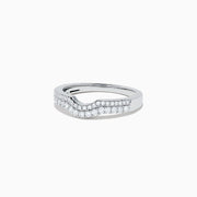 The Pave Classica 14K White Gold Curved Diamond Band, 0.32 TCW, features a chevron-shaped curve and is adorned with small round diamonds across the front half of the band, shown on a plain white background.