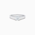The Bridal 18K White Gold Diamond Solitaire Ring, 1.08 TCW, features a round diamond on a polished white gold band, elegantly showcased against a white background.