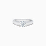 The Bridal 18K White Gold Diamond Solitaire Ring, 1.08 TCW, features a round diamond on a polished white gold band, elegantly showcased against a white background.