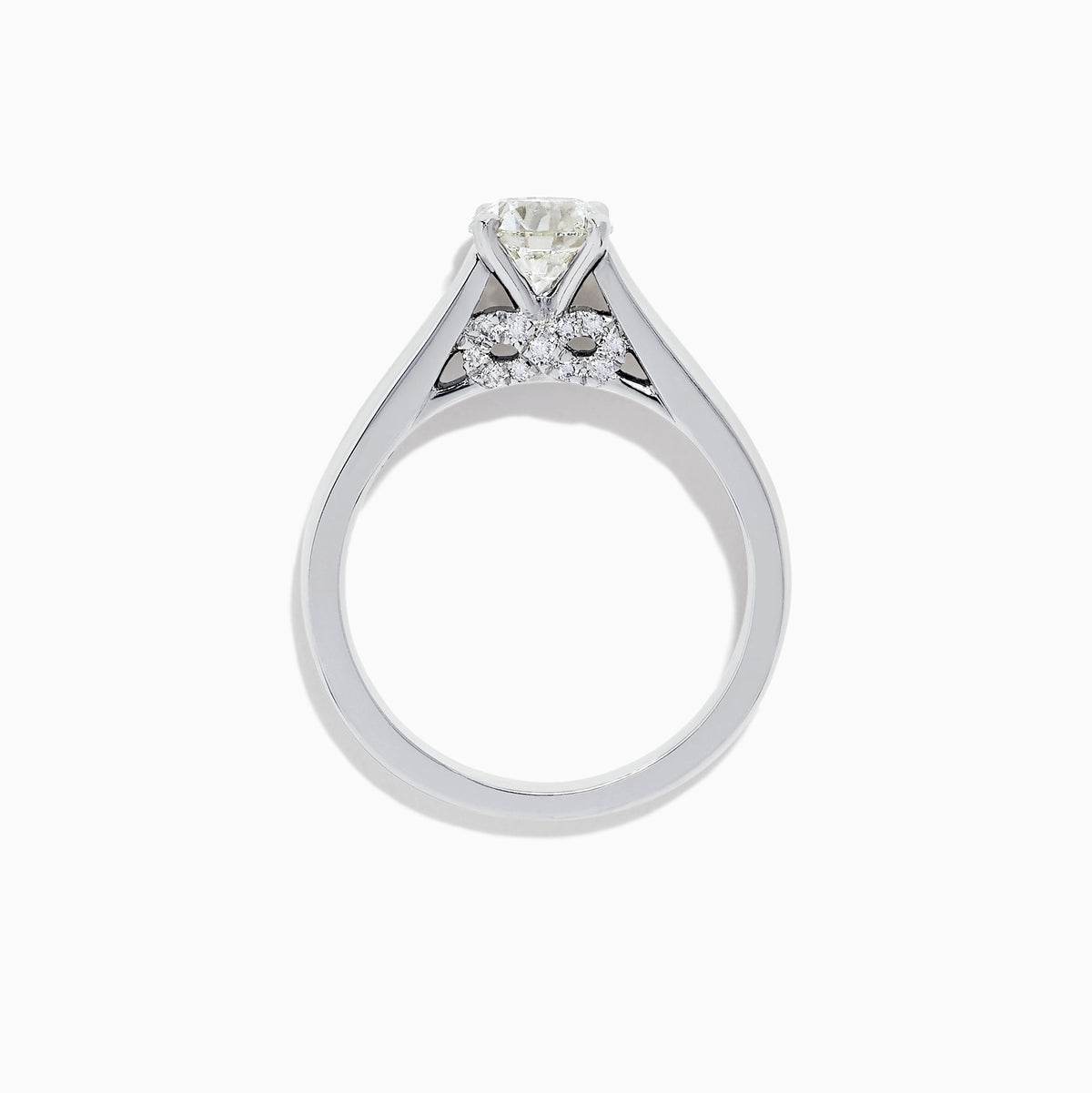 The Bridal 18K White Gold Diamond Solitaire Ring, 1.08 TCW, features a round diamond on a polished white gold band, elegantly showcased against a white background.