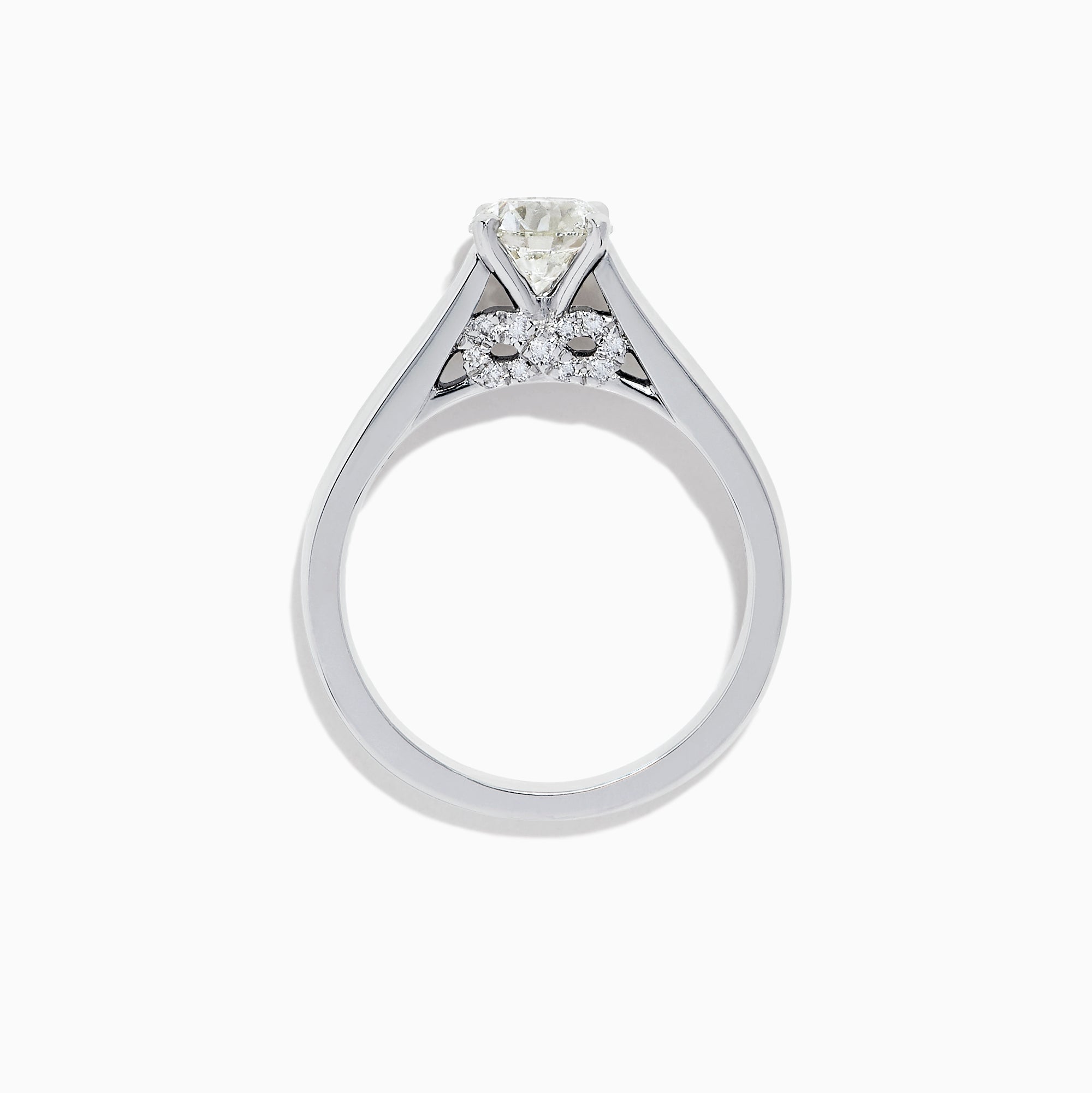 The Bridal 18K White Gold Diamond Solitaire Ring, 1.08 TCW, features a round diamond on a polished white gold band, elegantly showcased against a white background.