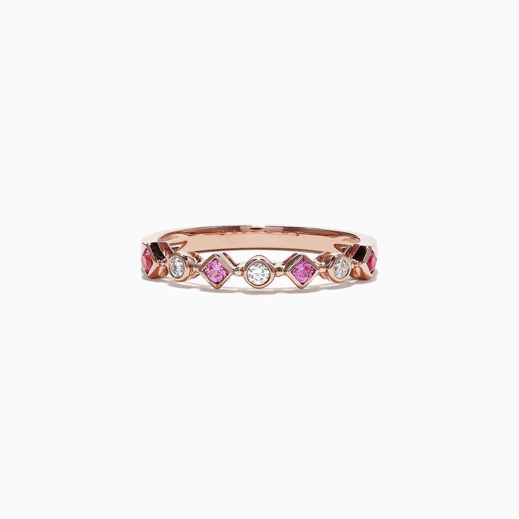 Effy 14K Rose Gold Pink Sapphire and Diamond Band Ring, 0.27 TCW