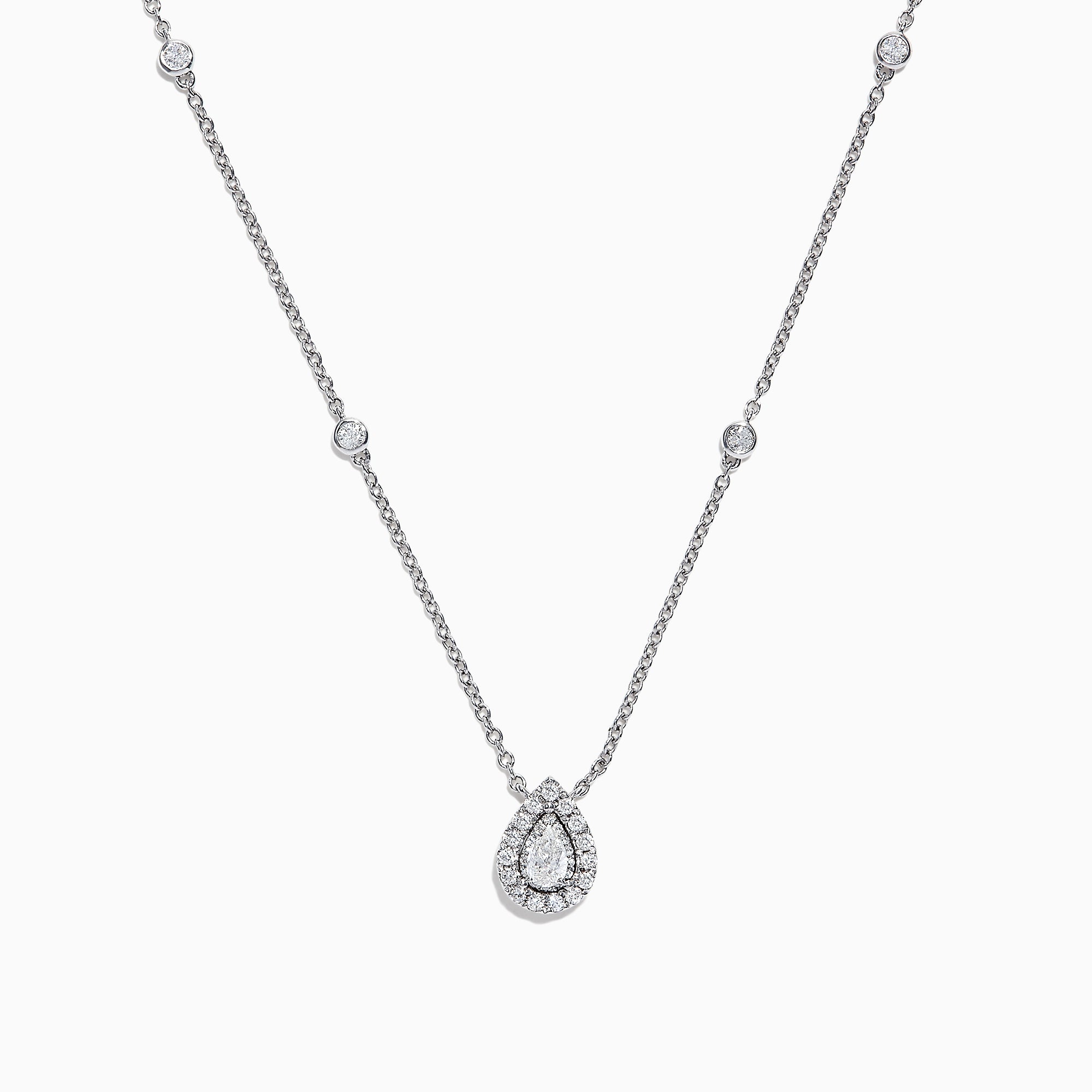 Pave Classica 14K White Gold Diamond Pear Shaped Necklace, 0.38 TCW ...