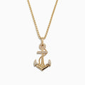 A mens 14K yellow gold anchor pendant by Effy, featuring 0.18 TCW of sparkling diamonds and rope detailing for a refined, nautical-inspired look.