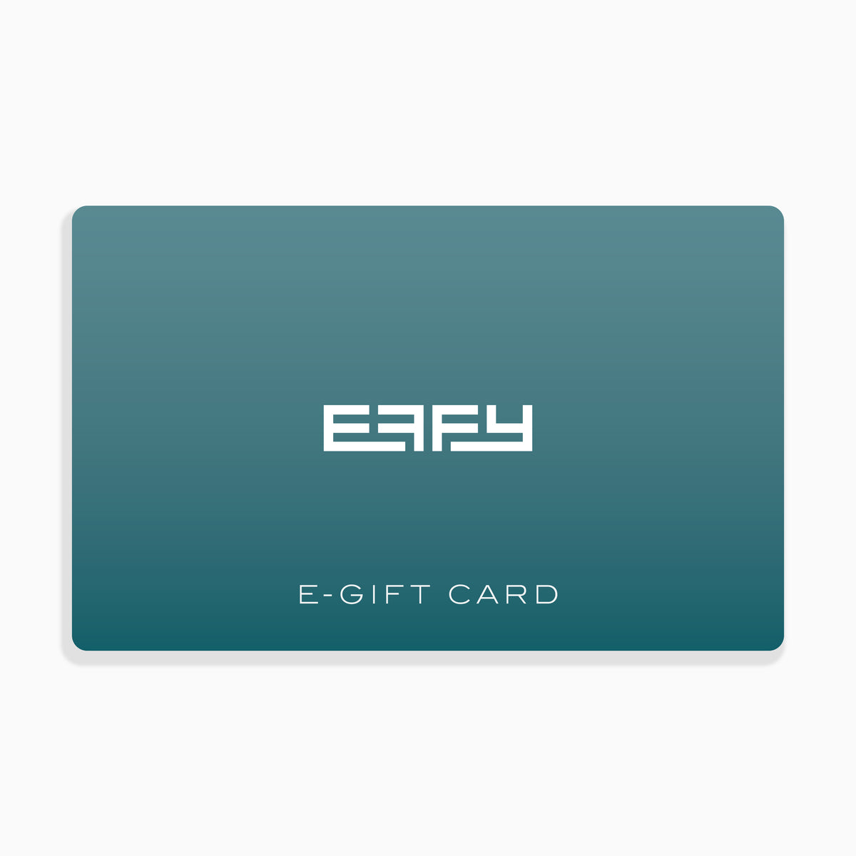 A teal Effy e-Gift Card featuring the Effy logo in white at the center and E-GIFT CARD below it on a gradient background.
