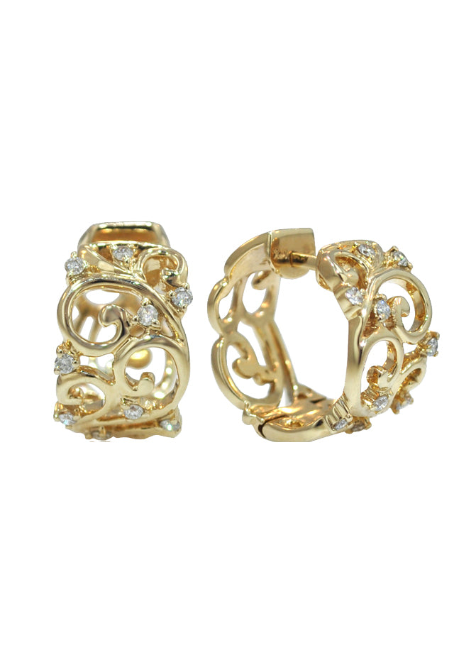 Effy D'Oro 14K Yellow Gold Diamond Filigree Earrings, 0.21 TCW
