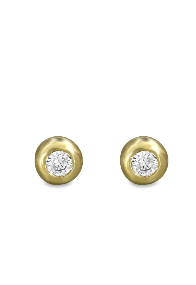 Yellow Gold Diamond Stud Earrings, .39 TCW