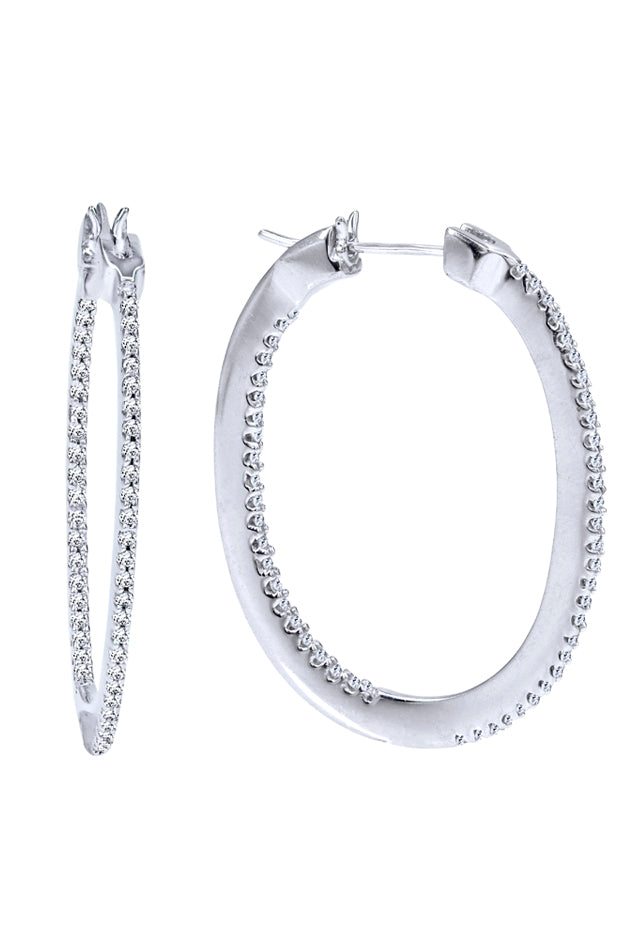 Pave Classica 14K White Gold Diamond Earrings, .49 TCW