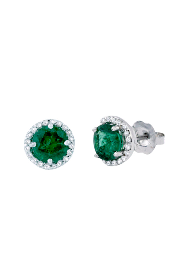 Gemma Emerald and Diamond Stud Earrings, 1.82 TCW