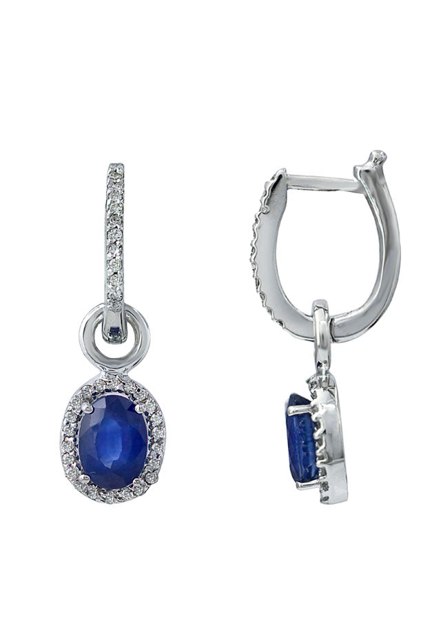 Gemma Blue Sapphire and Diamond Earrings, 2.16 TCW