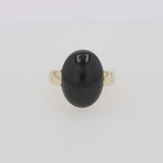 Limited Edition Mens 14K Yellow Gold Onyx and Diamond Ring, 15.49 TCW