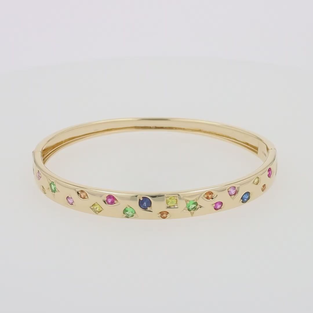 Translation missing: en.Watercolors 14K Yellow Gold Multi Sapphire Bangle