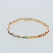 Watercolors 14K Yellow Gold Multi Sapphire Tennis Bracelet, 5.51 TCW
