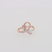 14K Rose Gold Pink Sapphire and Diamond Breast Cancer Awareness Ribbon Ring, 0.38 TCW